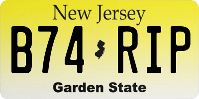 NJ license plate B74RIP