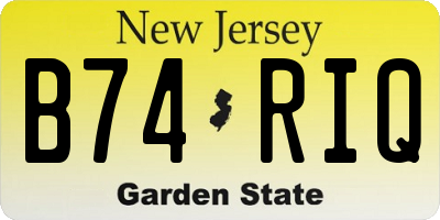 NJ license plate B74RIQ