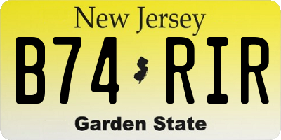 NJ license plate B74RIR