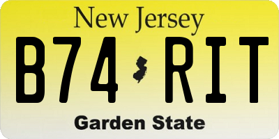 NJ license plate B74RIT
