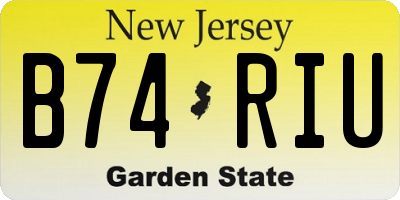 NJ license plate B74RIU