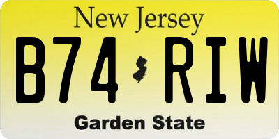 NJ license plate B74RIW
