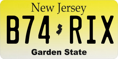 NJ license plate B74RIX