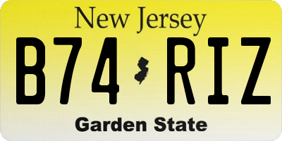 NJ license plate B74RIZ