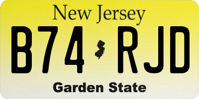 NJ license plate B74RJD
