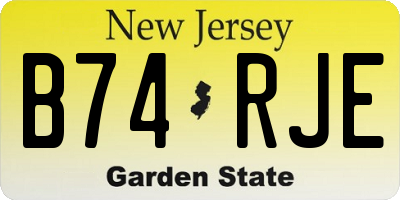 NJ license plate B74RJE