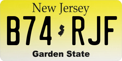 NJ license plate B74RJF