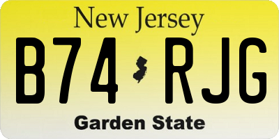 NJ license plate B74RJG