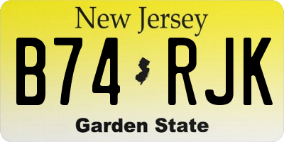 NJ license plate B74RJK