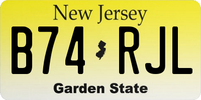 NJ license plate B74RJL