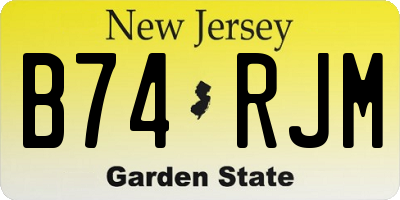 NJ license plate B74RJM
