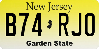 NJ license plate B74RJO