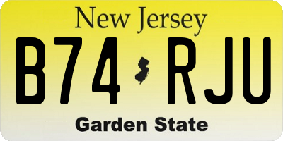 NJ license plate B74RJU