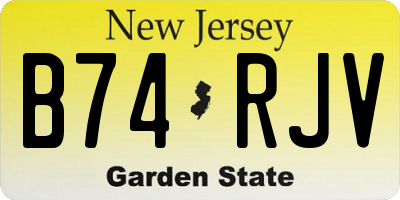 NJ license plate B74RJV