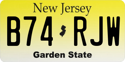 NJ license plate B74RJW