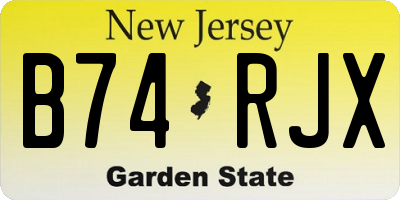 NJ license plate B74RJX