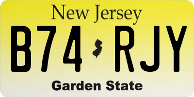 NJ license plate B74RJY