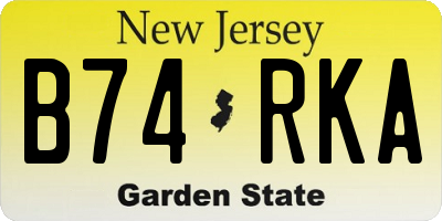 NJ license plate B74RKA