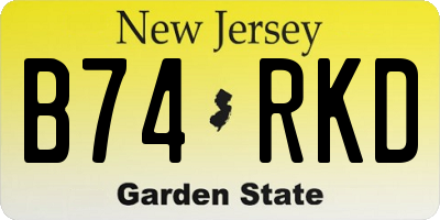 NJ license plate B74RKD
