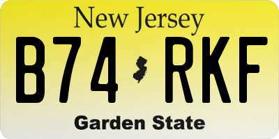NJ license plate B74RKF