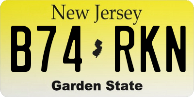 NJ license plate B74RKN