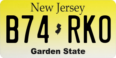 NJ license plate B74RKO