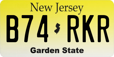 NJ license plate B74RKR