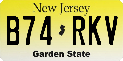 NJ license plate B74RKV