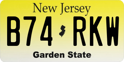 NJ license plate B74RKW