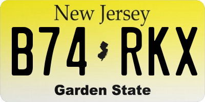 NJ license plate B74RKX
