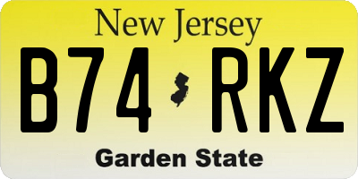 NJ license plate B74RKZ