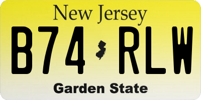 NJ license plate B74RLW