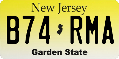 NJ license plate B74RMA