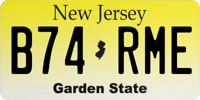 NJ license plate B74RME