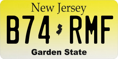 NJ license plate B74RMF