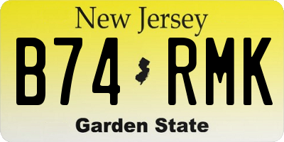 NJ license plate B74RMK