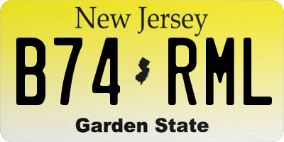 NJ license plate B74RML