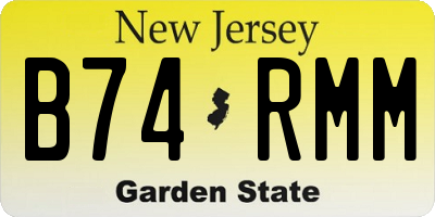 NJ license plate B74RMM