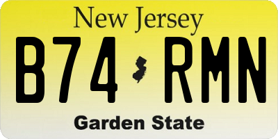 NJ license plate B74RMN