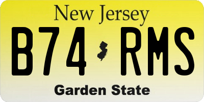 NJ license plate B74RMS