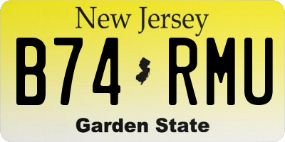 NJ license plate B74RMU