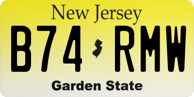 NJ license plate B74RMW