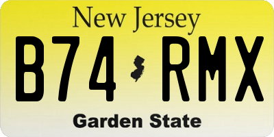 NJ license plate B74RMX