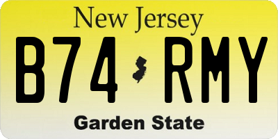 NJ license plate B74RMY