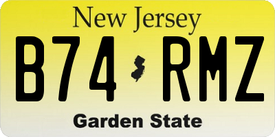 NJ license plate B74RMZ