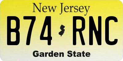 NJ license plate B74RNC