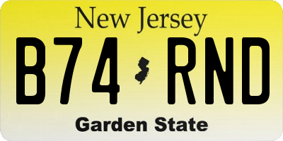 NJ license plate B74RND