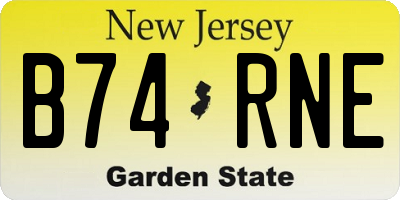 NJ license plate B74RNE