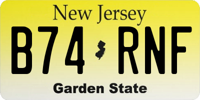 NJ license plate B74RNF