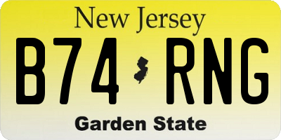 NJ license plate B74RNG